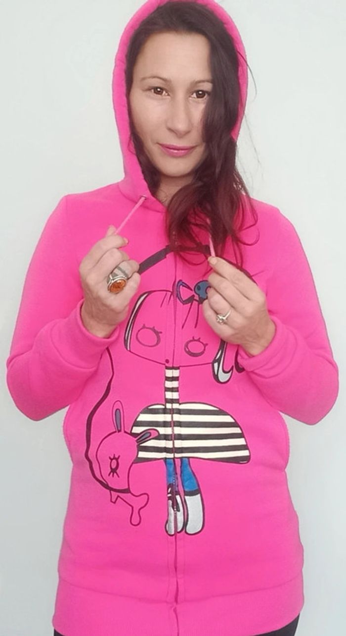 Sweat à capuche long rose taille 36 ou ado - photo numéro 4
