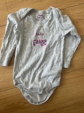 Body fille manche longue gris avec texte lupilu 12 mois 100%coton