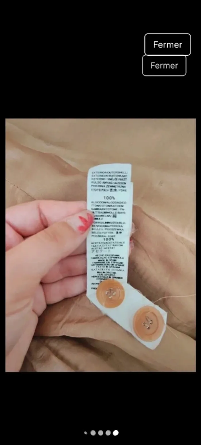 Veste 100coton beige taille s - photo numéro 7
