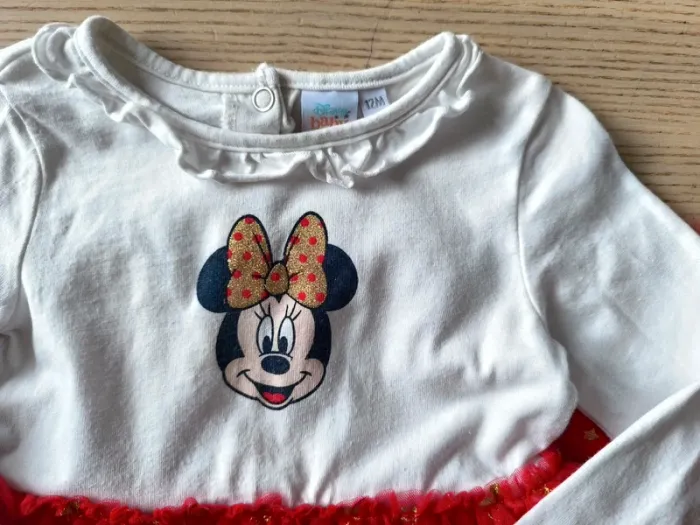 🎀 Robe Minnie manches longues avec tulle, Col collerette 12 mois - photo numéro 6