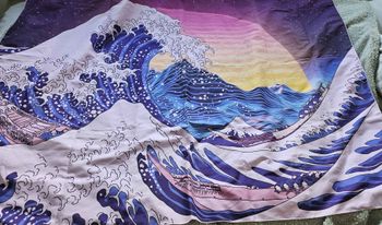 tissu, tapisserie plaid design La grande vague - Neuf