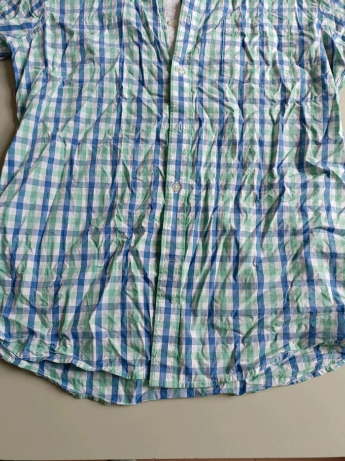 Chemise manche courte rayé bleu et vert brice taille L coupe ajustée - photo numéro 2