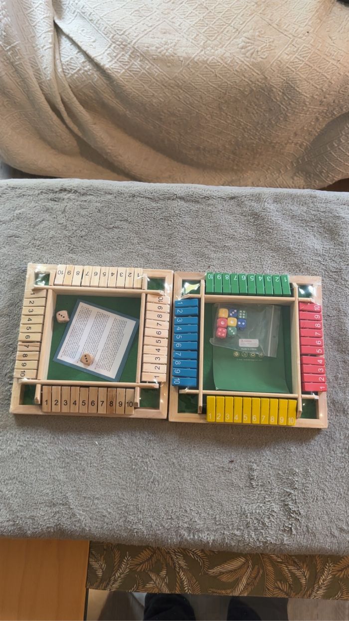 🎲 Lot de 2 jeux Shut the Box en bois – Neufs (24,90 €)