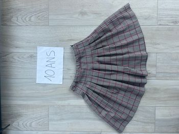 Jupe plissée blanche noire et rose à carreaux fille 10 ans