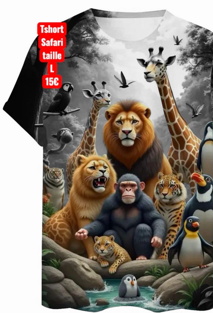 Tshort Safari avec motif animaux de la savane - photo numéro 7