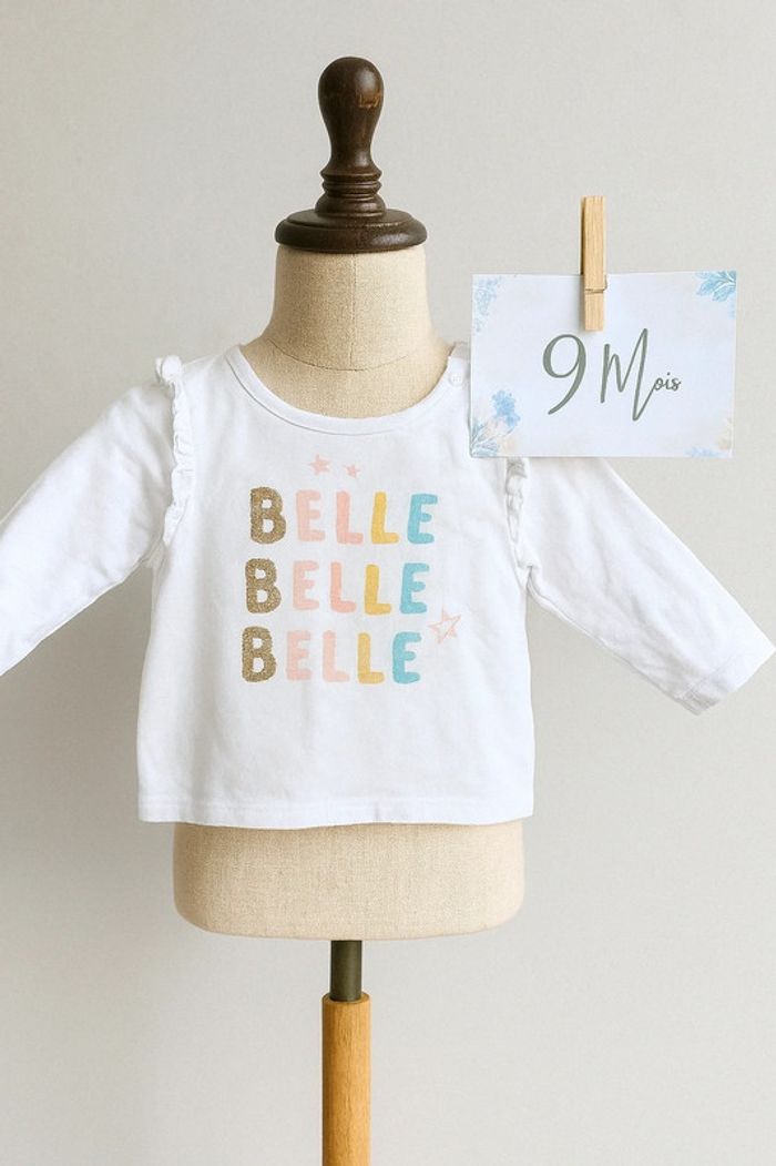 T-shirt manche longue blanc 9mois - Orchestra