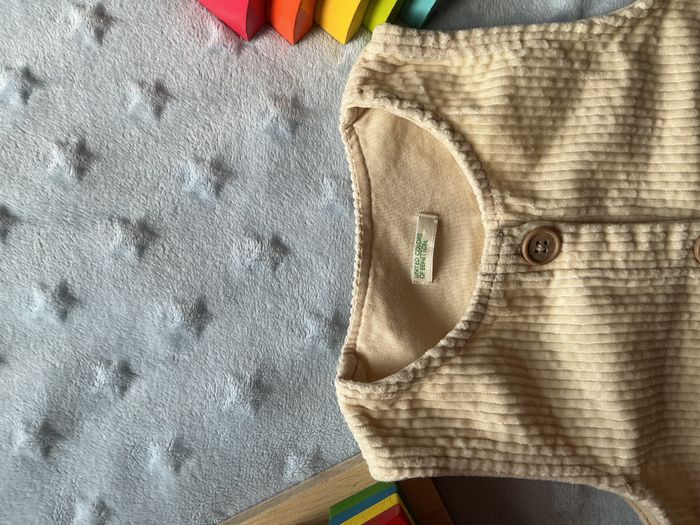 combinaison salopette en velours beige 3/6 mois united colors of benetton - photo numéro 6