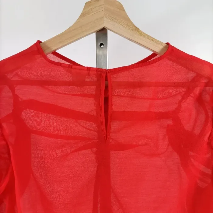 Blouse rouge transparente H&M manches bouffantes Taille 38 - A035 - photo numéro 6