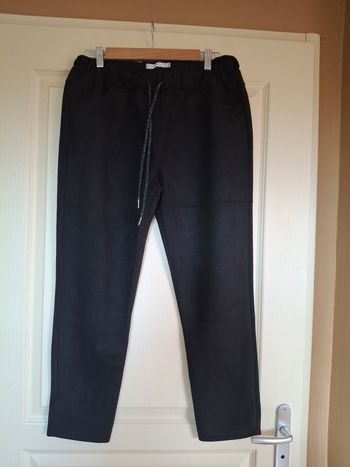 Pantalon jog suédine velours noir XXL