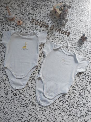 Lot 2 bodies bébé – Taille 9 mois – Mots d’enfants