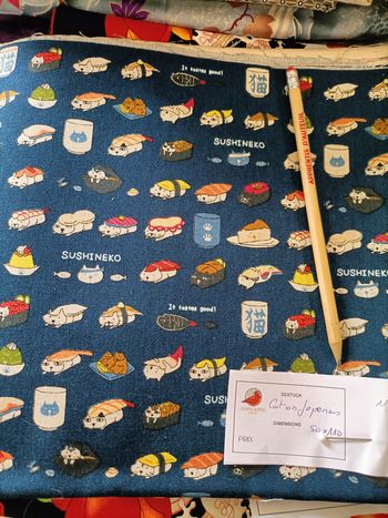 Coupon coton japonais “Sushineko” – 50 x 110 cm
