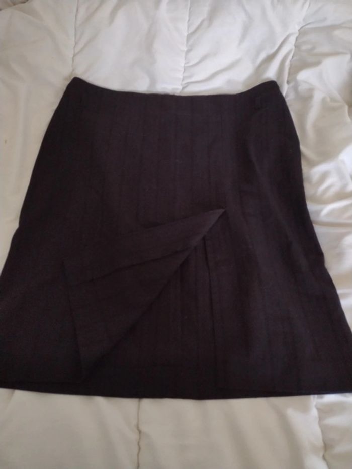 Jupe tailleur droite fendue noir