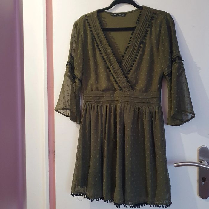 Tunique voile Kaki Zara