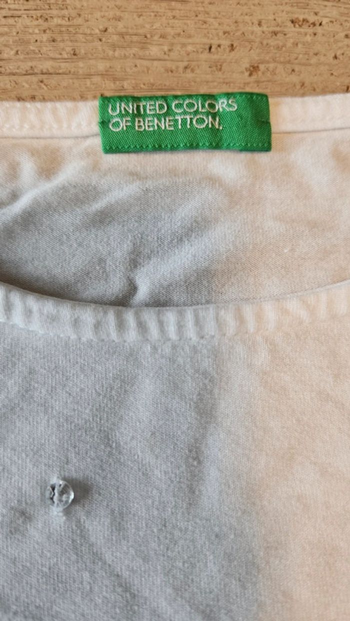 Blouse blanche à manches courtes avec perles, United Color Of Benetton, 8/9 ans, peu mis - photo numéro 6