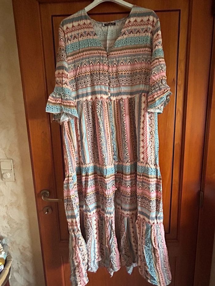 Longue robe été bohème multicolore