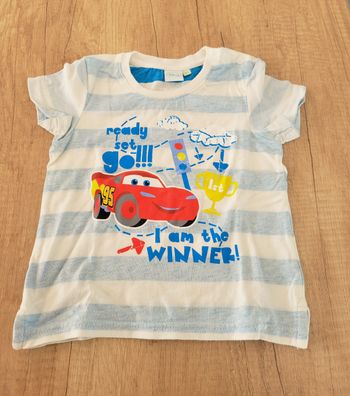 shirt manches courtes garçon bleu clair blanc rayé taille 18 mois Cars Disney