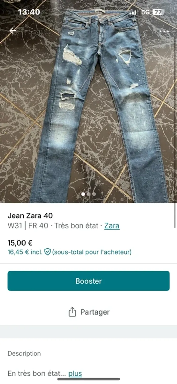 Jeans Zara 40 - photo numéro 4