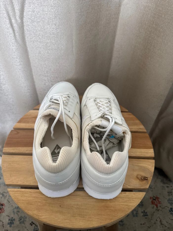 Baskets Le Coq Sportif blanches mesh & cuir – Taille 38 neuves - photo numéro 3