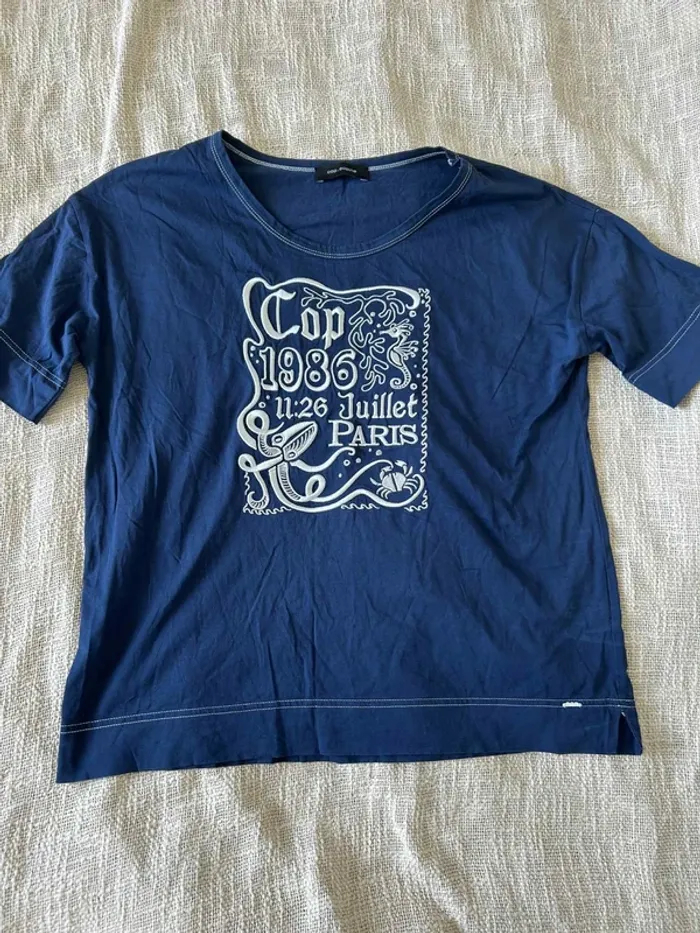 T-shirt Cop Copine bleu imprimé Taille L