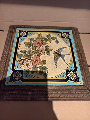 Dessous de plat émaux de Longwy oiseau