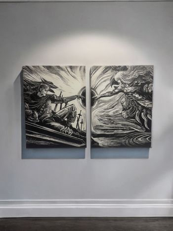 Lot 2 tableaux Guts vs Griffith manga Berserk en toile 30x40 cm
