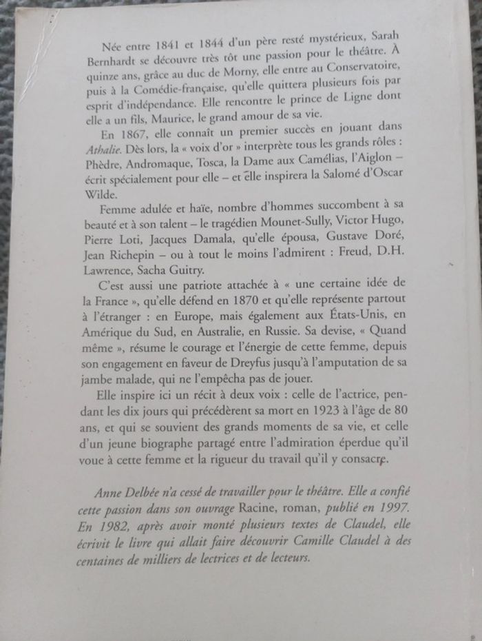 Anne Delbée - Le sourire de Sarah Bernhard - photo numéro 3