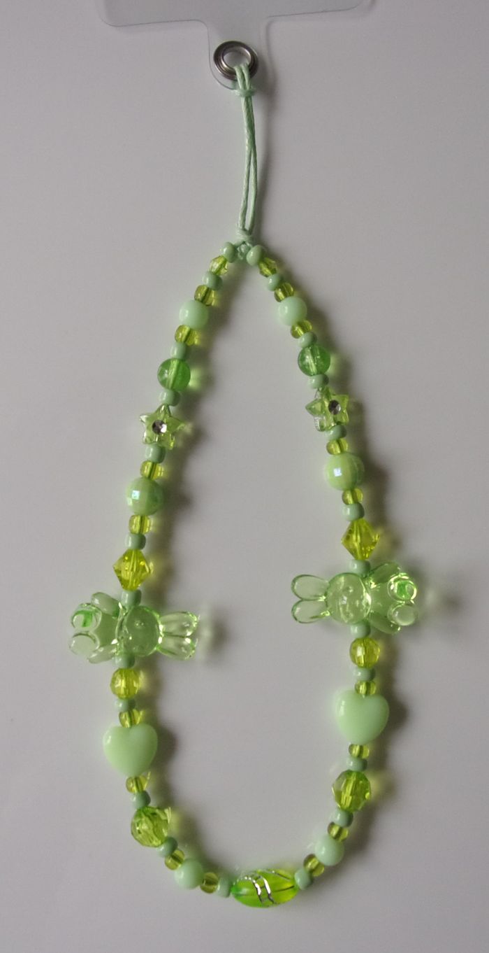 Cordon bracelet déco pour portable lapin vert