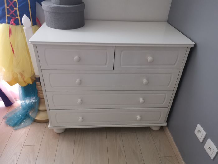 Commode bébé blanche SAUTHON modèle "Elodie" + coffre à jouet - photo numéro 2