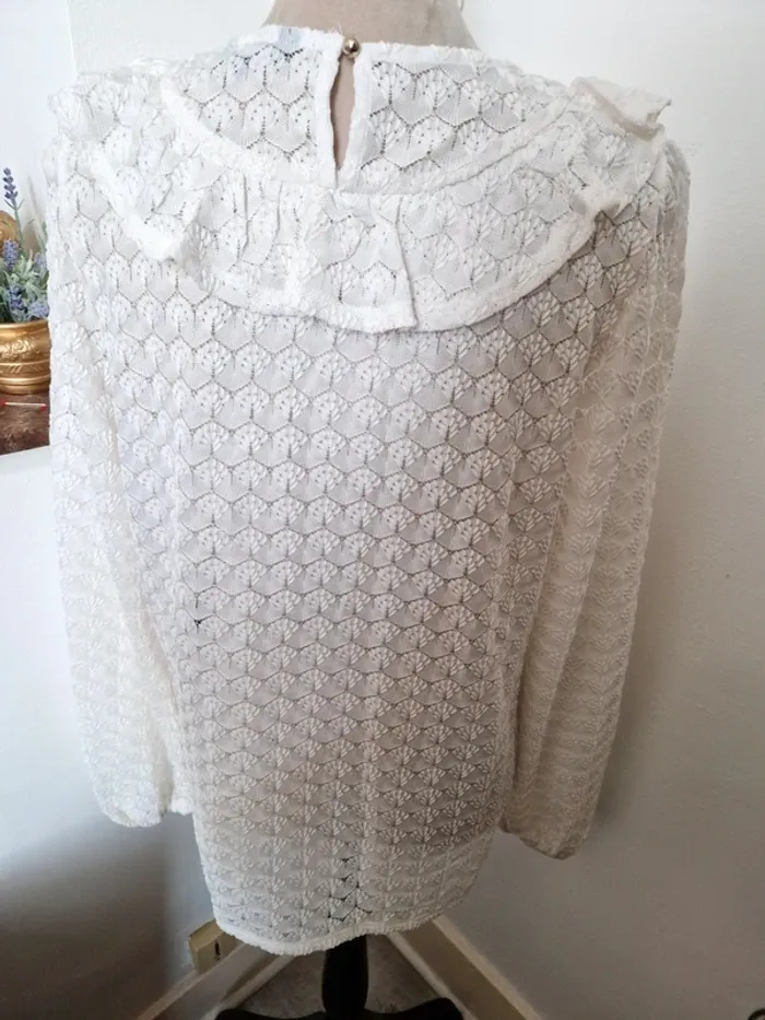 Haut en dentelle burton blanc creme xl - photo numéro 3