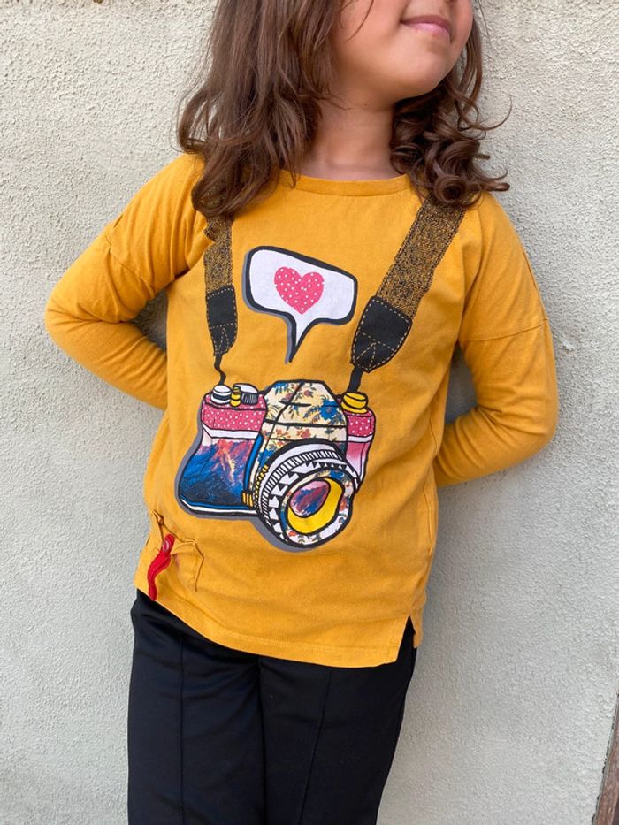 T-shirt manches longues jaune Desigual 9/10ans