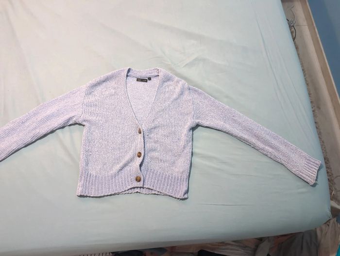 Gilet doux grosses mailles mauve clair 14 ans ikks