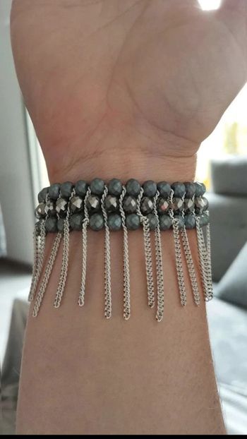 Bracelet élastique gris argenté