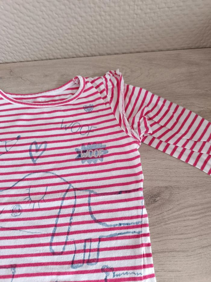 T-shirt marinière rouge avec motifs chien et cœur 4 ans - photo numéro 3