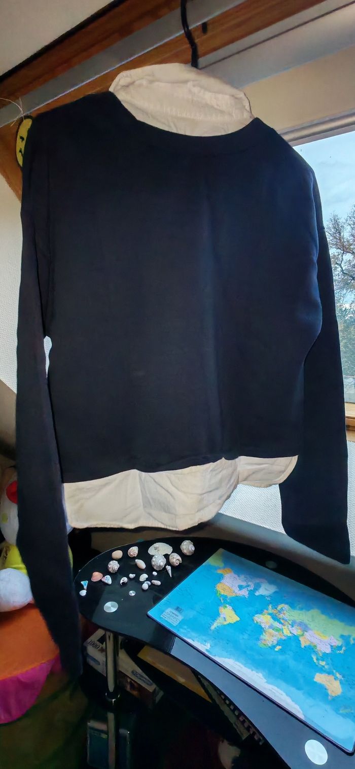 Sweat à capuche marine col blanc - photo numéro 2