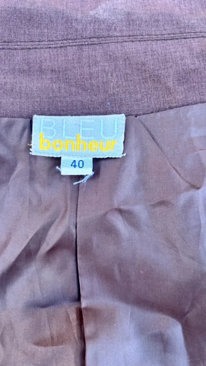 💕 veste blazer tailleur marron cintrée #bleubonheur taille 40 L - photo numéro 6