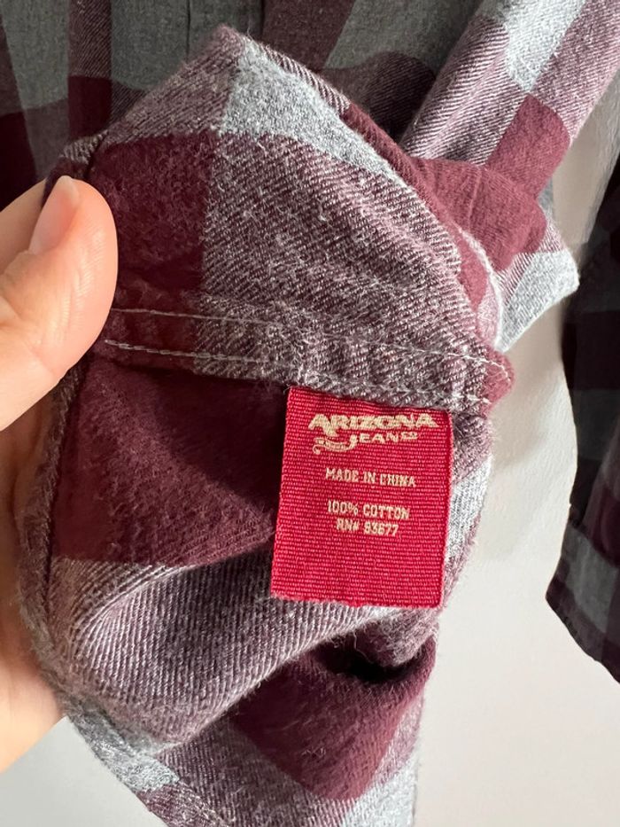 Chemise Arizona Jeans vintage flanelle / coton taille L couleur grise & marron. - photo numéro 5