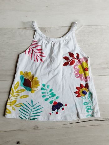 Vêtement bébé fille tee-shirt débardeur fleurs Du pareil au même DPAM 2 ans