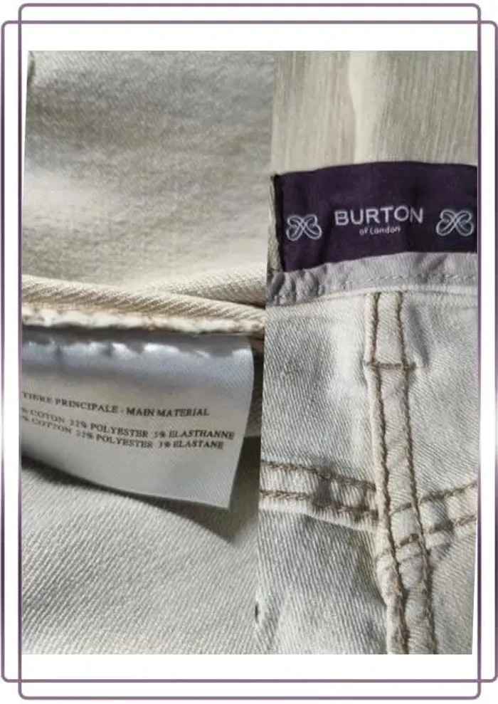 Jean beige créme Burton,coupe straight ,taille haute,stretch,ajusté - photo numéro 9