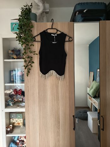 Top noir avec strass argenté neuve cherry Koko - Taille S/M
