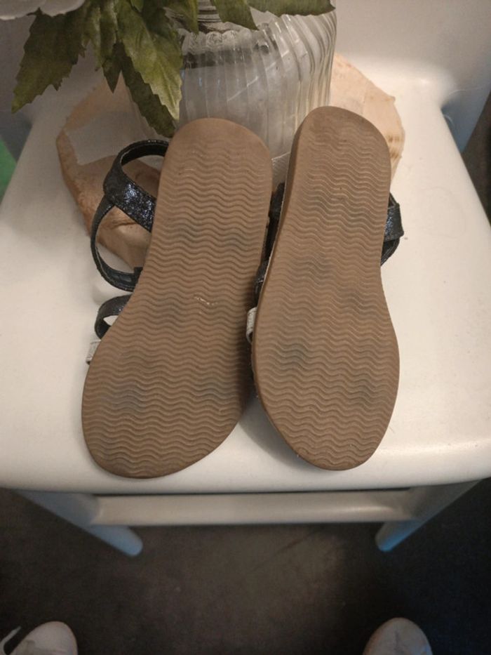 Sandales Charlie & prune bleu brillant et argenté 25 - photo numéro 2