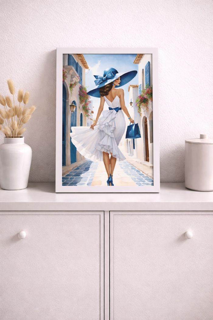 Image femme au chapeau bleu