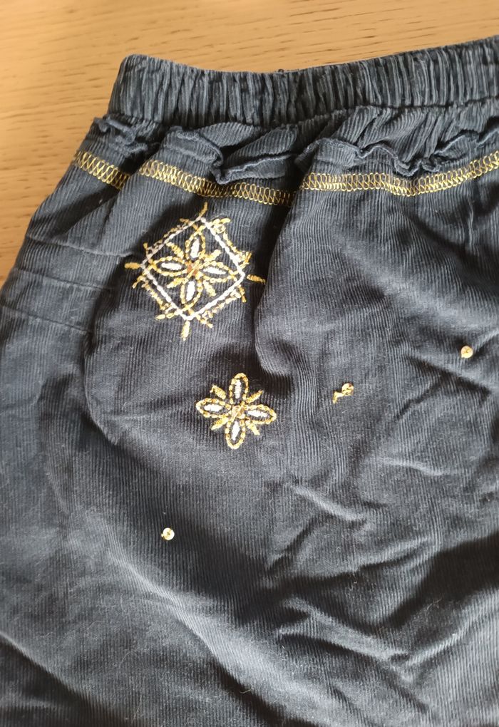 Pantalon type sarouel doublé épais Orchestra gris noir velours côtelé 9 mois 71 cm fille - photo numéro 7