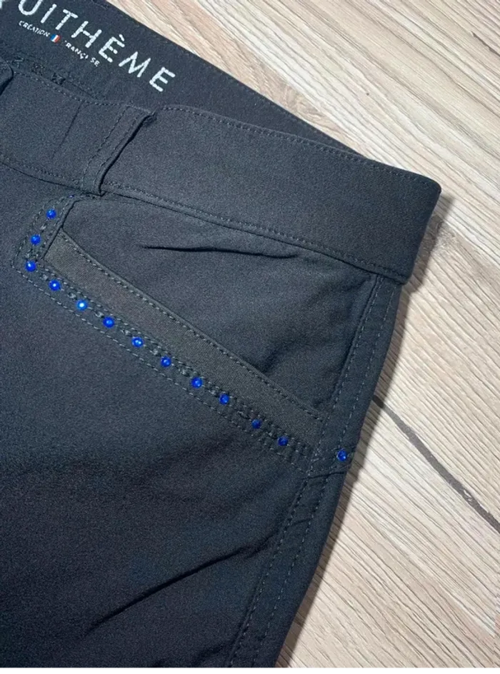 Pantalon d’équitation Equitheme  Safir Full  Grip,  Strass  aux  Poches,  Bleu,  Taille  36  / S - photo numéro 4
