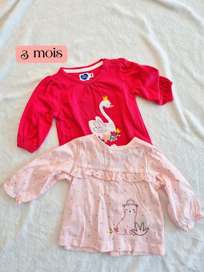 Lot 2 t shirts manches longues 3 mois