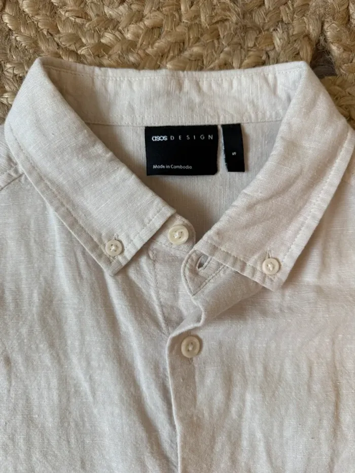 Chemise en lain beige - asos - taille S - photo numéro 2
