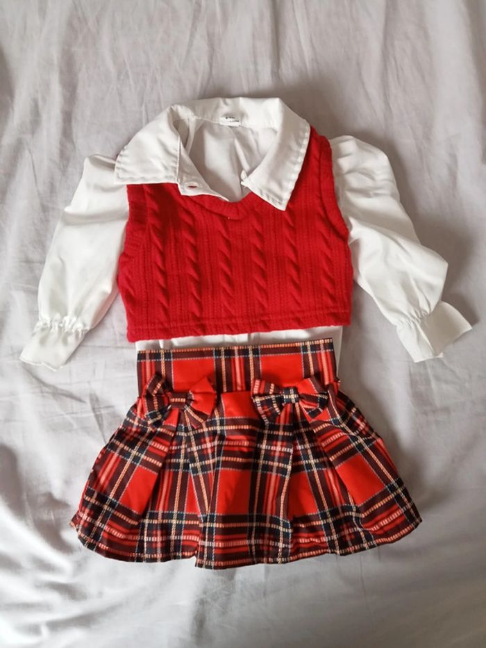 Ensemble chemise+pull+jupe
