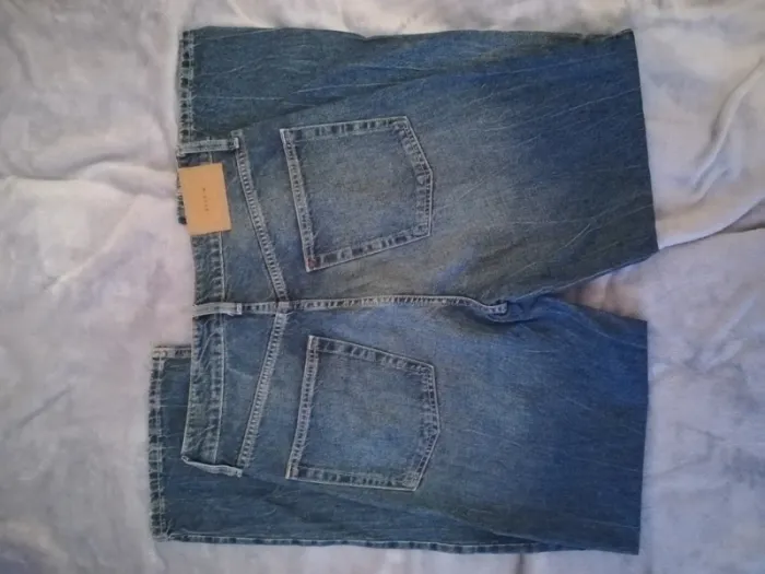 Beau jean bleu taille haute, large, Denim, taille 42 - photo numéro 3