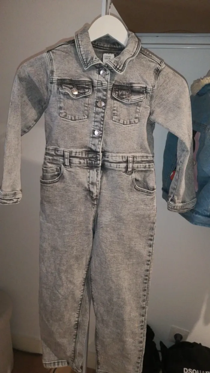 Salopette en jean gris