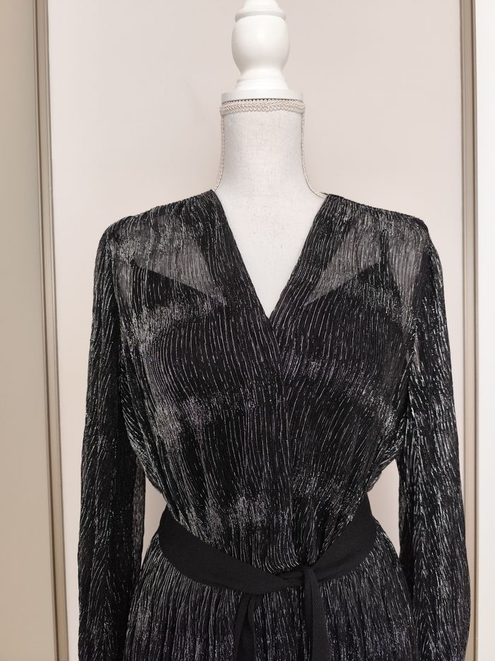 Robe de soirée Maje taille 36 noire métallisée argent - photo numéro 3