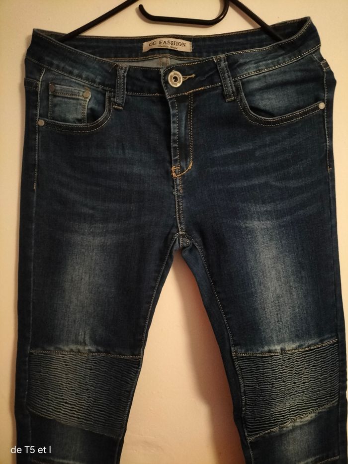 Jeans bleu marine femme taille 38 marque CC Fashion - photo numéro 2